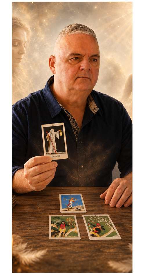 Paragnost Addy Faes ligt de tarot-kaarten