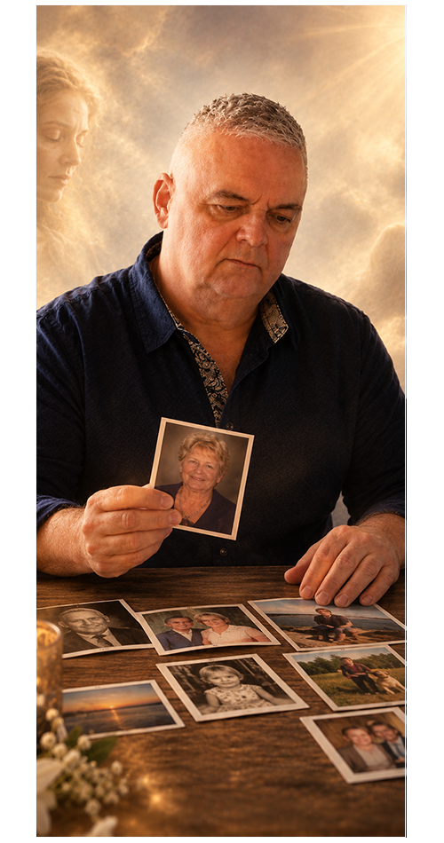 Paragnost Addy Faes leest foto's van overledene